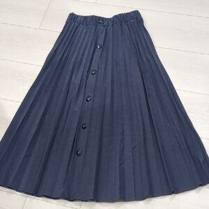 Sam Fashion Size Small Navy Blue Pleated Button-Down Skirt
